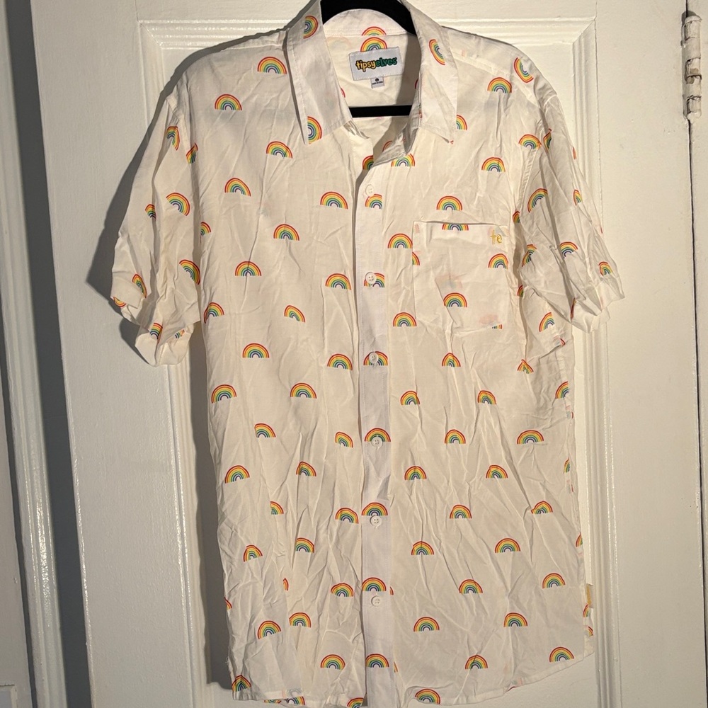 Tipsy Elves White Shirt with Rainbow Design